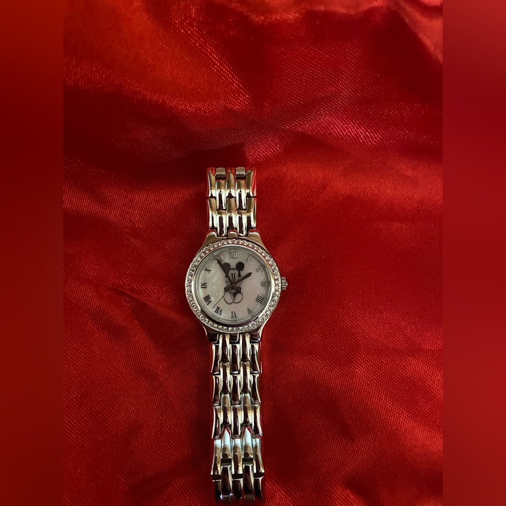 DISNEY TIME WORKS MICKEY MOUSE WATCH WITH JEWELED TRIM